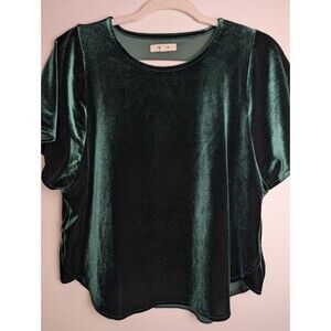 Madewell Velvet Butterfly Top Blouse Women's Size Small Dark Green Holidays